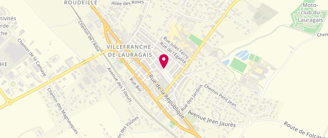 Plan de Centre de loisirs Ecole Maternelle Villefranche, Place Gambetta, 31290 Villefranche-de-Lauragais