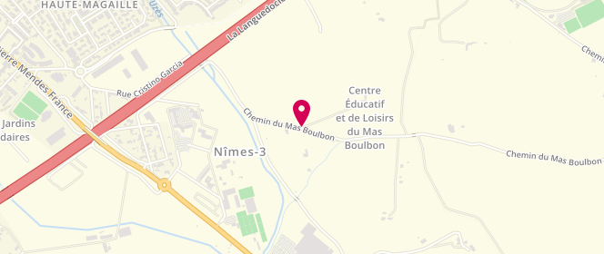 Plan de Centre de loisirs du Mas Boulbon, 1099 Chemin du Mas Boulbon, 30000 Nîmes