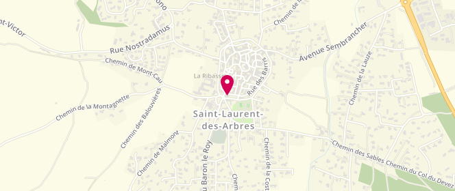 Plan de Espace Jeunes Saint Laurent des Arbres, Rue Eugenne Cabrol, 30126 Saint-Laurent-des-Arbres
