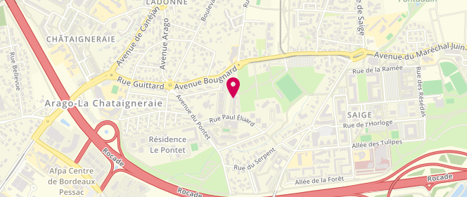 Plan de Centre de loisirs du Pontet, 3 Rue Paul Eluard, 33600 Pessac
