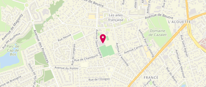Plan de Espace Social Alouette Animation, 45 Boulevard du Haut Livrac, 33600 Pessac