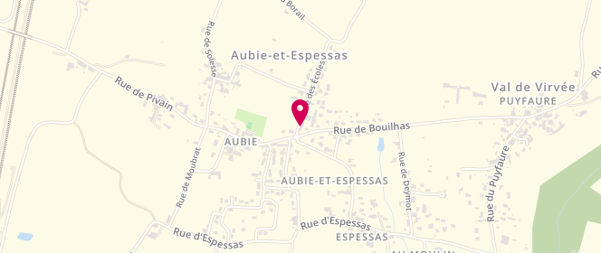 Plan de Accueil périscolaire Mairie Val de Virvee - Site Aubie, 6 Rue des Ecoles, 33240 Val-de-Virvée