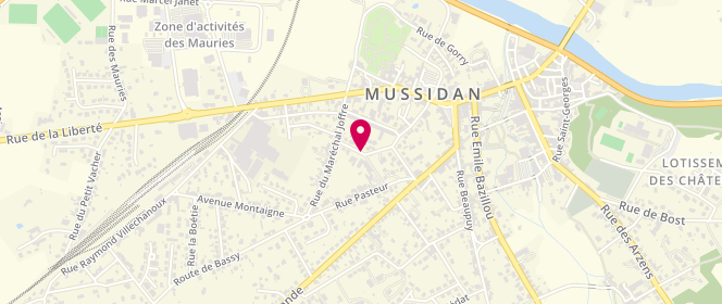 Plan de Centre de loisirs du Mussidanais, 13 Rue Aristide Briand, 24400 Mussidan
