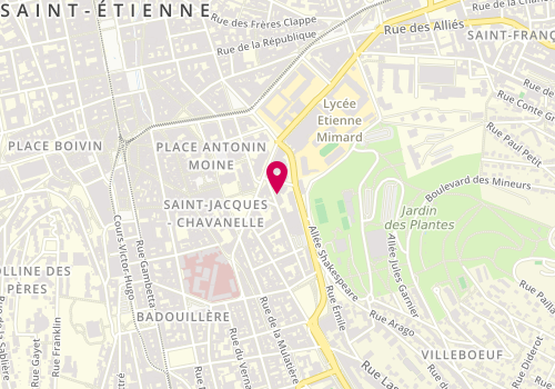 Plan de Espace Boris Vian, 3 Rue Jean Claude Tissot, 42000 Saint-Étienne