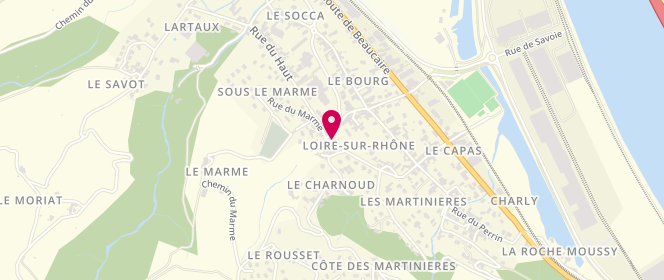 Plan de Association des familles Centre de Loisirs la Passerelle, 489 Rue du Haut, 69700 Loire-sur-Rhône