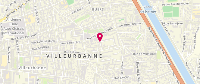 Plan de AL Centre Social des Buers - Accueil jeunes 11-17 ans, 17 Rue Pierre -Joseph Proudhon, 69100 Villeurbanne