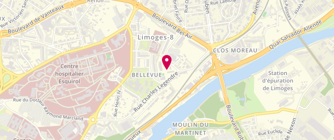 Plan de Accueil de loisirs Bellevue Naugeat, 1 Allée Rossini, 87000 Limoges