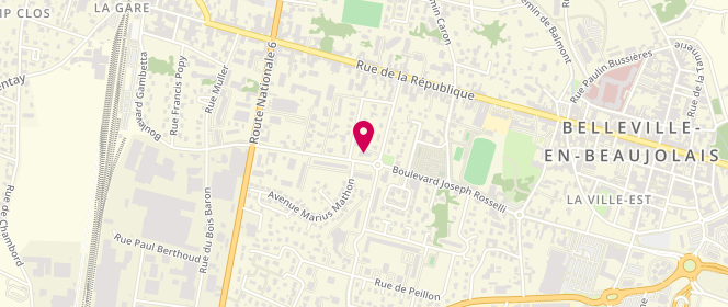 Plan de AL Les 1000 pattes du Centre Social, 28 Boulevard Joseph Rosselli, 69220 Belleville-en-Beaujolais