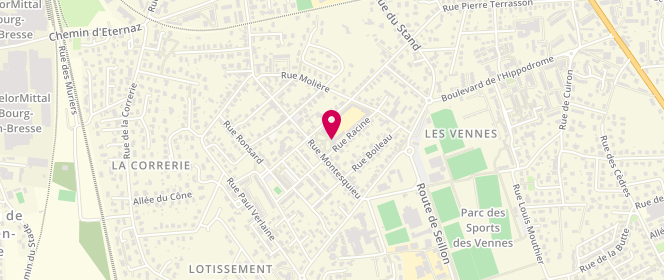Plan de Centre de loisirs les Vennes, 4 Rue Racine, 01000 Bourg-en-Bresse
