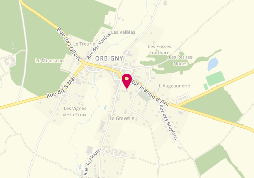 Plan de Accueil de loisirs d'Orbigny, 8 Rue Jeanne d'Arc, 37460 Orbigny