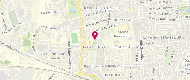 Plan de Accueil de loisirs Mermoz Bastié, 3 et 5 Rue Michel Baugé, 37000 Tours
