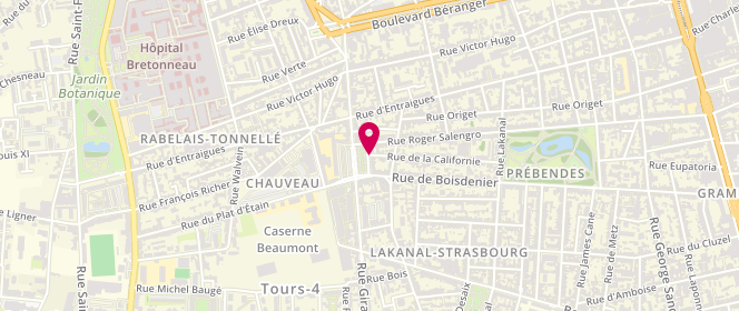 Plan de Accueil de loisirs Élémentaire Rabelais, 5 Place François Rabelais, 37000 Tours