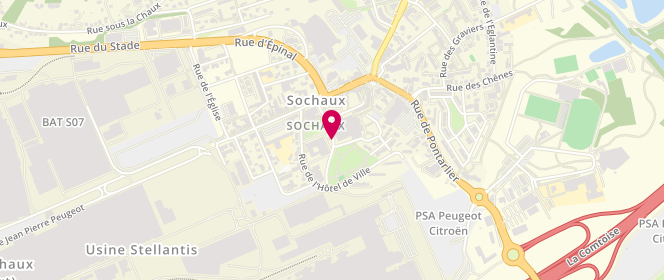 Plan de MJC de Sochaux, 6 Rue de la Poste, 25600 Sochaux