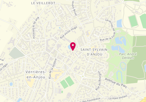 Plan de Accueil de loisirs Espace Jeunesse Pass'Age, saint Sylvain d'Anjou, 13 Rue Simone Veil, 49480 Verrières-en-Anjou