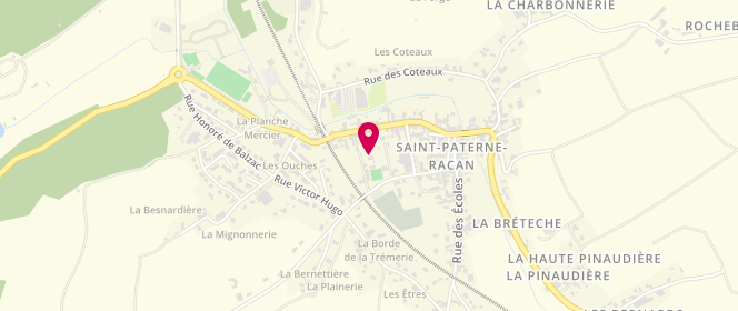 Plan de Accueil de loisirs Charlotte Loisirs De saint Paterne Racan, 34 Rue de la Gare, 37370 Saint-Paterne-Racan