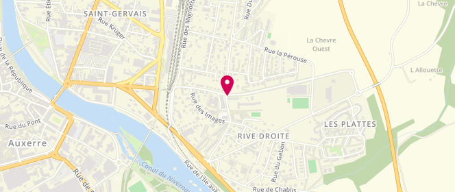 Plan de Centre de loisirs Rive Droite, 16 - 18 Avenue de la Résistance, 89000 Auxerre