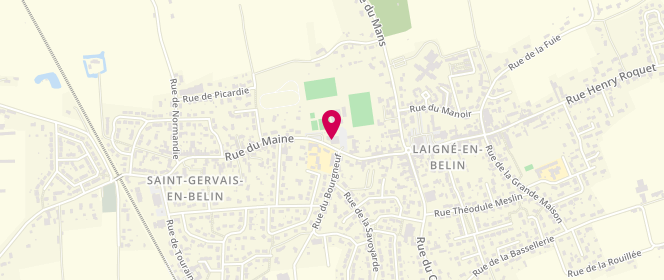 Plan de Centre de loisirs - Accueil de Loisirs - Laigne en Belin, 34 Rue des Frères Bailleul, 72220 Laigné-en-Belin