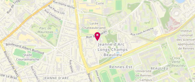 Plan de Espace Jeunes 10-18 ans - MJC Grand Cordel - Rennes, 18 Rue des Plantes, 35700 Rennes