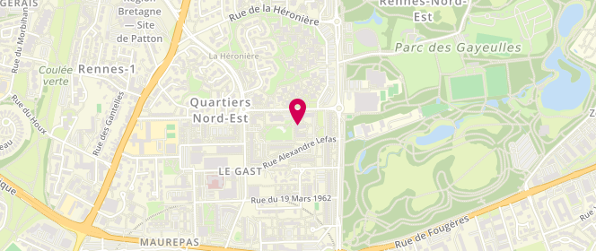 Plan de Accueil de loisirs Cercle Paul Bert Gayeulles Rennes, 12 Rue des Longs Prés, 35700 Rennes