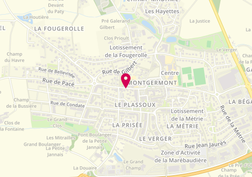 Plan de Espace Jeunes 10-18 ans - Les Francas d'Ille&Vilaine - Montgermont, 10 Rue Pierre Texier, 35760 Montgermont