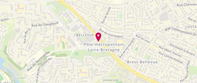 Plan de Accueil de loisirs - Brest - Centre Social Bellevue, 1 Rue Pierre Trépos, 29200 Brest