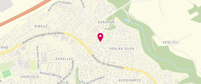 Plan de Accueil périscolaire Ecole maternelle de Kerafur / Louis Pergaud, 11 Rue d'Aquitaine, 29490 Guipavas