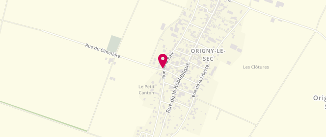 Plan de Centre de loisirs D'origny Le Sec – Commune D'origny Le Sec, 22 Rue de la Paix, 10510 Origny-le-Sec