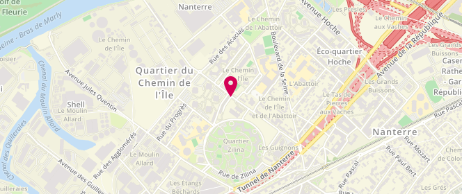 Plan de Espace Jeunesse Chemin de l'Ile, 61 Boulevard du Général Leclerc, 92000 Nanterre