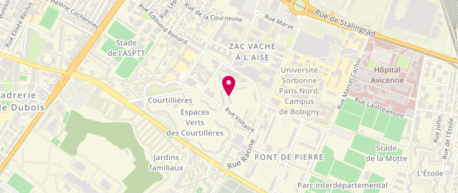 Plan de ALSH-Antenne jeunesse Pont de Pierre, 8 Rue Racine, 93000 Bobigny