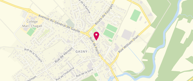 Plan de Accueil de loisirs adolescents de Gasny, Square Castlé Donington - Rue Robert Schumann, 27620 Gasny