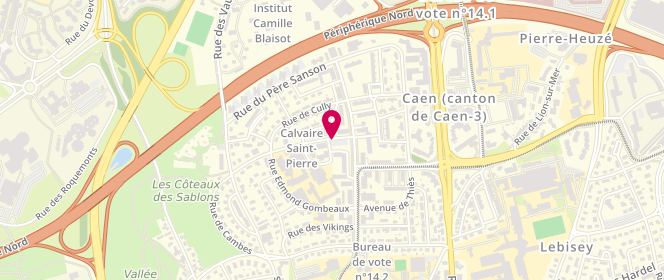 Plan de Accueil de loisirs Centre d'Animation du Calvaire Saint Pierre, 7 et 9 Rue de la Défense Passive, 14000 Caen