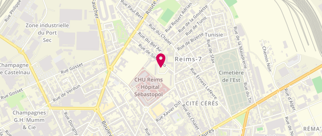 Plan de Accueil de loisirs maison de quartier Jean Jaurès espace Chalet Reims, 38 Bis Rue Solférino, 51100 Reims