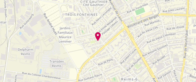 Plan de Accueil de loisirs Les Sources Espace Trois Fontaines Reims, 211 Rue Paul Vaillant Couturier, 51100 Reims