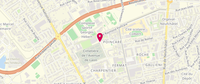 Plan de Accueil de loisirs maison de quartier Orgeval, Reims, 2 et 4 Rue Raymond Poincaré, 51100 Reims