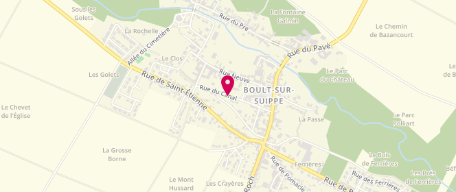 Plan de Accueil de loisirs la pouplie Boult sur suippe, Rue du Canal, 51110 Boult-sur-Suippe