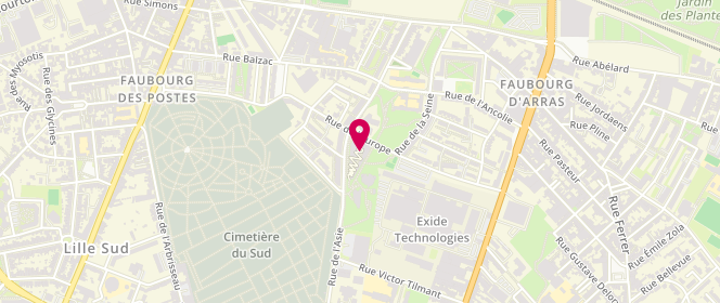 Plan de Centre social et culturel Lazare Garreau, 45 Rue Lazare Garreau, 59000 Lille